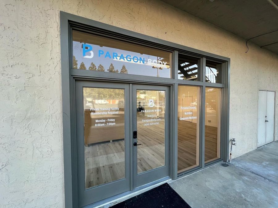 Window vinyl at an office tenant entry in the Bay Area