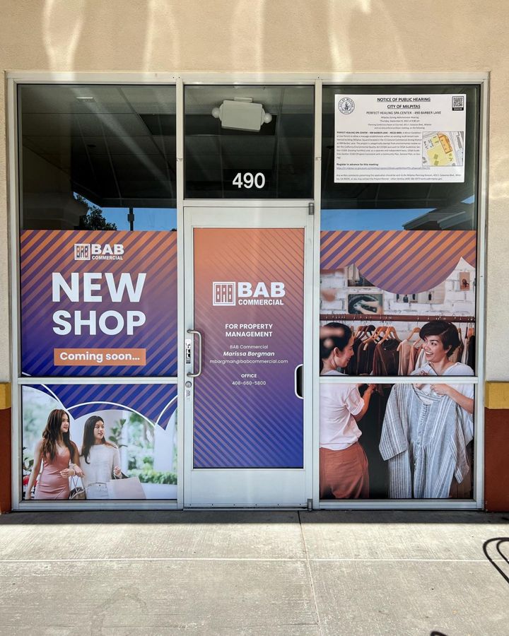Sign install for a business tenant in the Bay Area